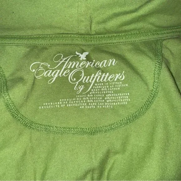American Eagle Solid Green Women's Hoodie pockets cozy light weight 2000’s L - Picture 10 of 12